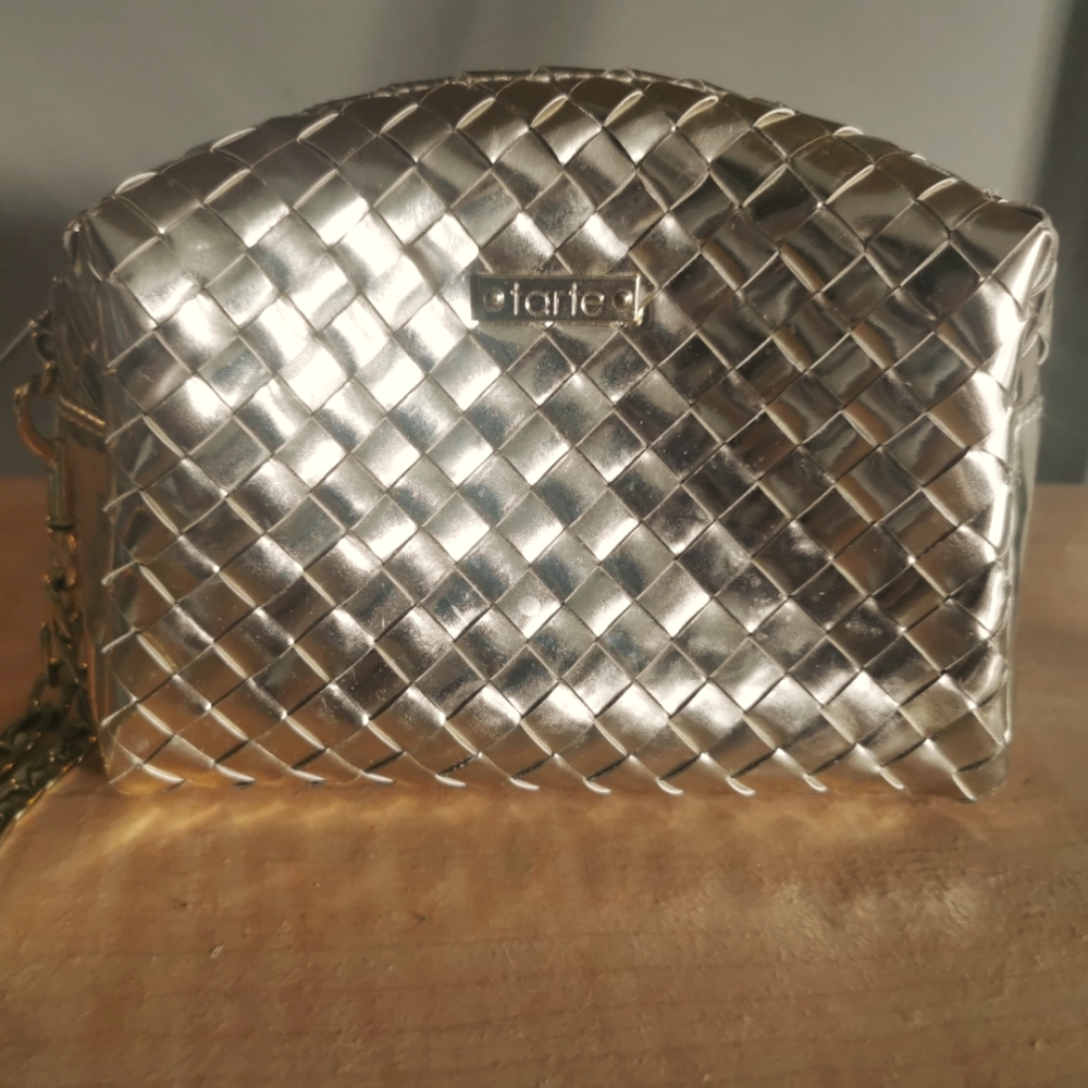 Tarte shimmery gold M/L makeup bag